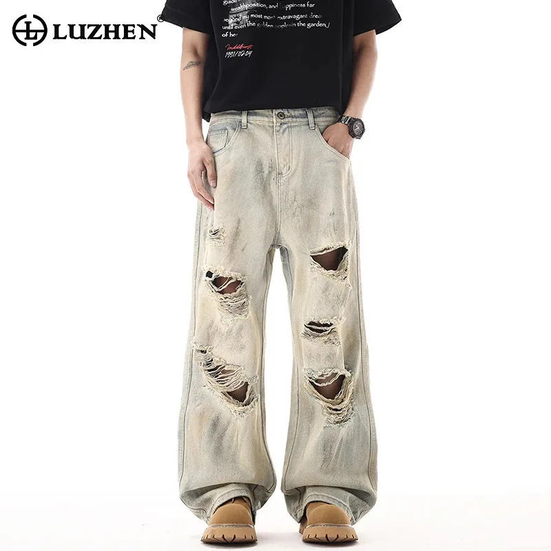 LUZHEN Trendy Tie-dyed Broken Hole Design 2025 New Streetwear Men Fashion Wornout Loose Straight Wide Leg Casual Trousers JY2136
LUZHEN Trendy Tie-dyed Broken Hole Design 2025 New Streetwear Men Fashion Wornout Loose Straight Wide Leg Casual Trousers JY2136