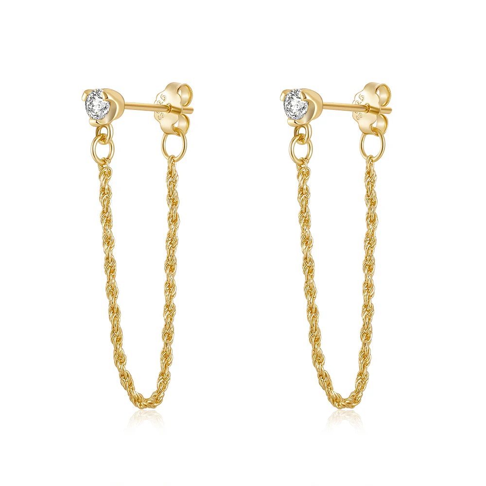 European and American Fashion Straight Hanging Earring 925 Sterling Silver Single Zircon Chain Tassel Earrings Jewerly
European and American Fashion Straight Hanging Earring 925 Sterling Silver Single Zircon Chain Tassel Earrings Jewerly