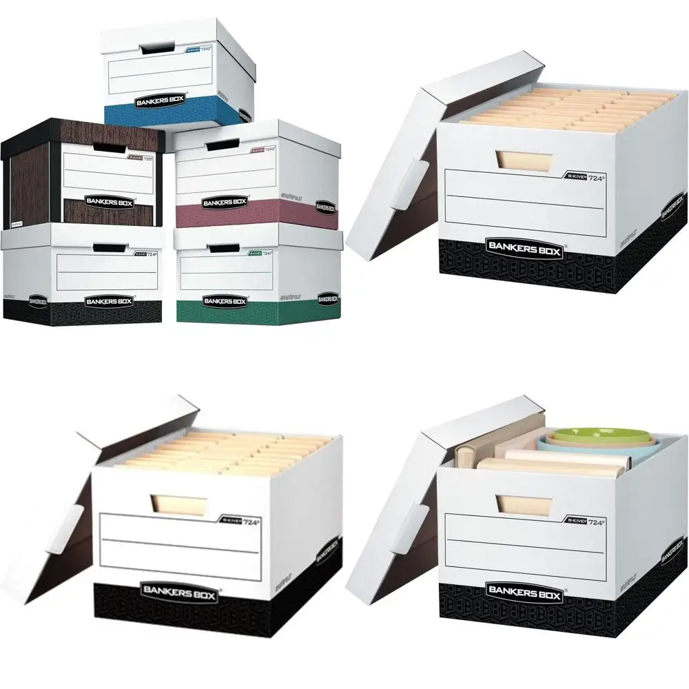 Набор из 12 прочных коробок для хранения с крышками, сборные, размер Letter/Legal
Набор из 12 прочных коробок для хранения с крышками, сборные, размер Letter/Legal