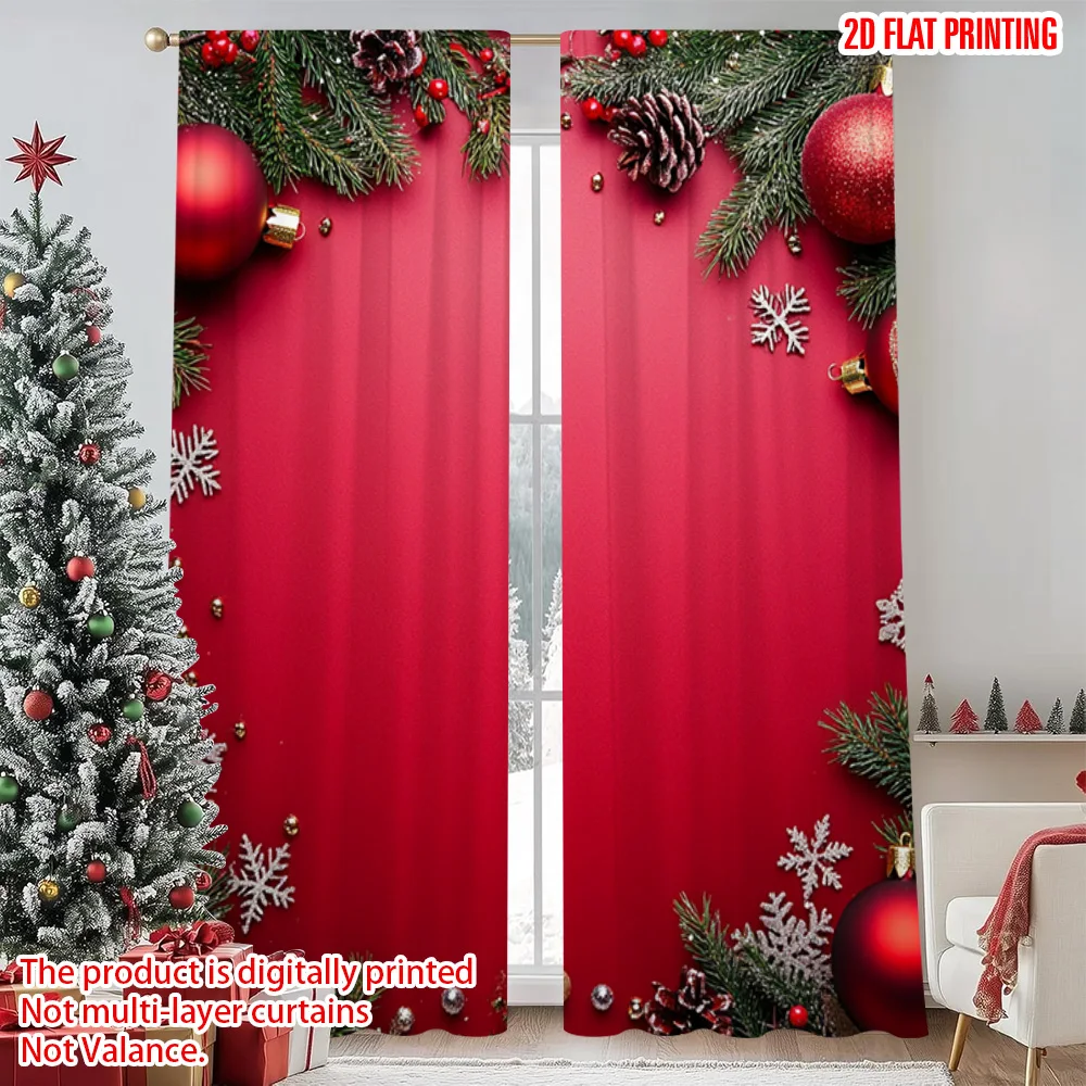2pcs 2D flat printing Merry Christmas Popular Party Window Curtains Red-gold snowflakes_ pine branches_ berries_ Durable
2pcs 2D flat printing Merry Christmas Popular Party Window Curtains Red-gold snowflakes_ pine branches_ berries_ Durable