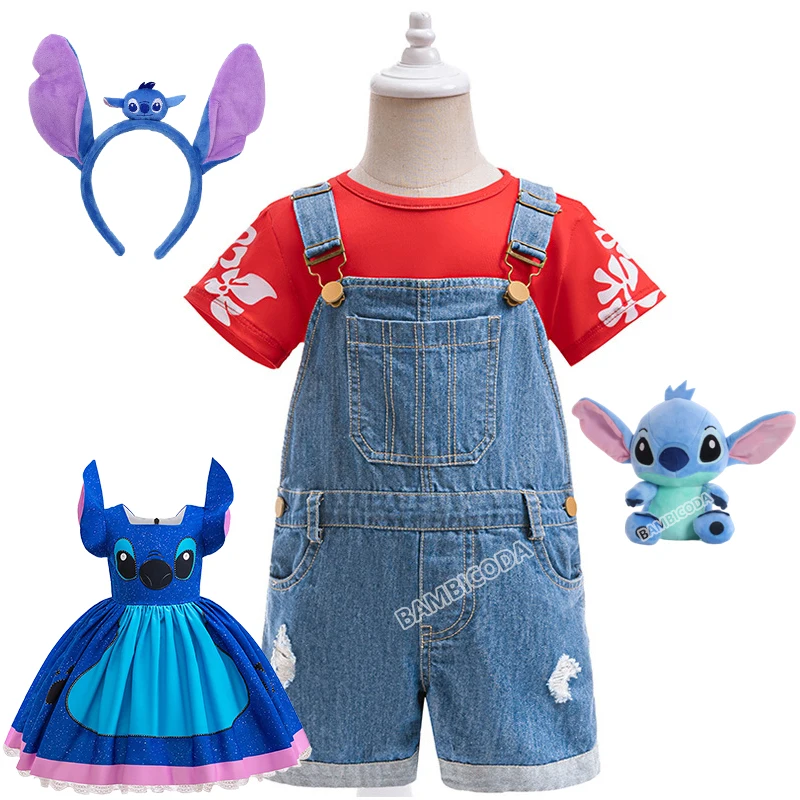 2025 New Movie Lilo-Stitch Cosplay Costume Girls T-Shirt Jeans Headwea Doll Rompers Set Birthday Halloween Party Costume
2025 New Movie Lilo-Stitch Cosplay Costume Girls T-Shirt Jeans Headwea Doll Rompers Set Birthday Halloween Party Costume