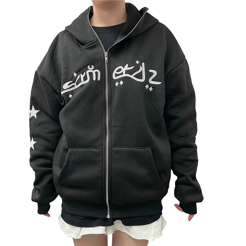Gothic Hoodies y2k Aesthetic Women Letter Stars Embroidery Long Sleeve Tops with Pockets 2000s Sweatshirt Cyber Punk Clothes
Gothic Hoodies y2k Aesthetic Women Letter Stars Embroidery Long Sleeve Tops with Pockets 2000s Sweatshirt Cyber Punk Clothes