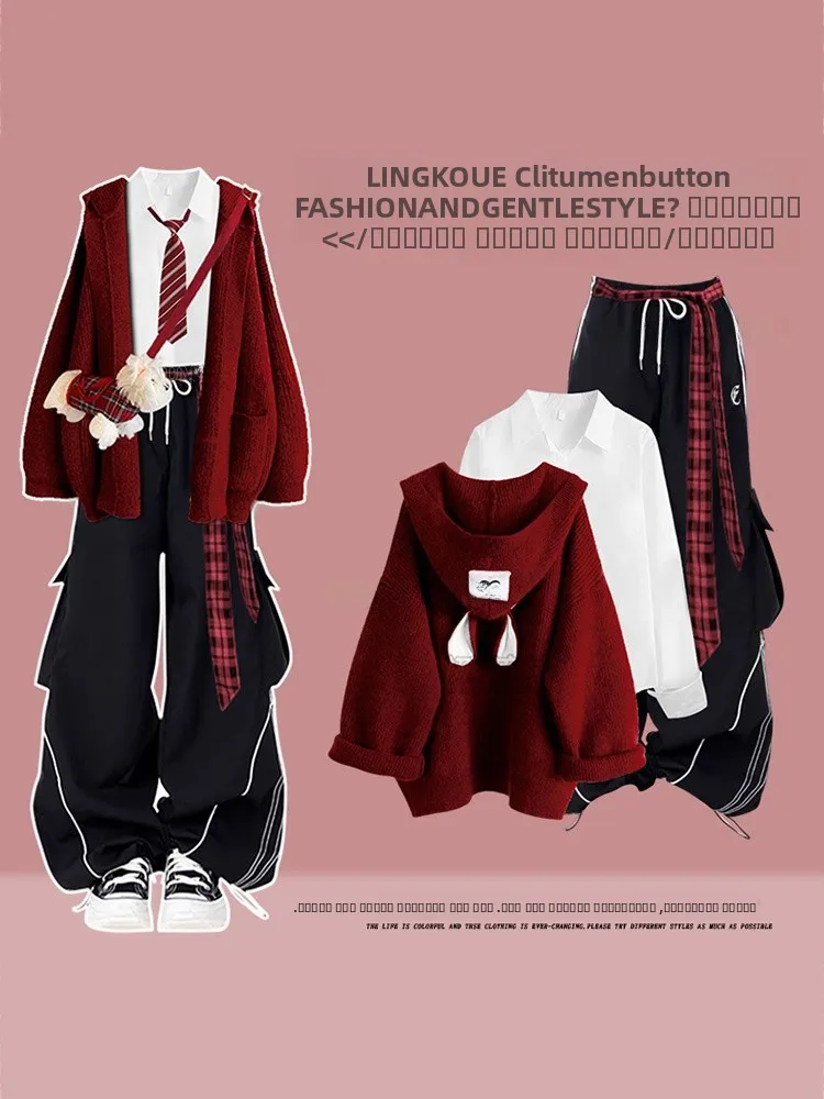 Sli Tee-Piece Set Women's Winter Faion Workwear Beautiful Coat irt Slimming Pants Casual Loose Fit Youthful
Sli Tee-Piece Set Women's Winter Faion Workwear Beautiful Coat irt Slimming Pants Casual Loose Fit Youthful