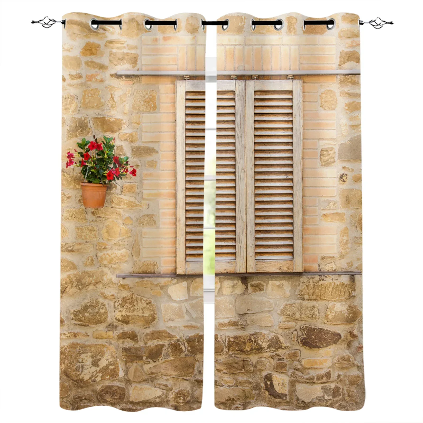 Window Flower Pot Stone Brick Retro Blackout Curtains Window Curtains for Bedroom Living Room Decor Window Treatments
Window Flower Pot Stone Brick Retro Blackout Curtains Window Curtains for Bedroom Living Room Decor Window Treatments