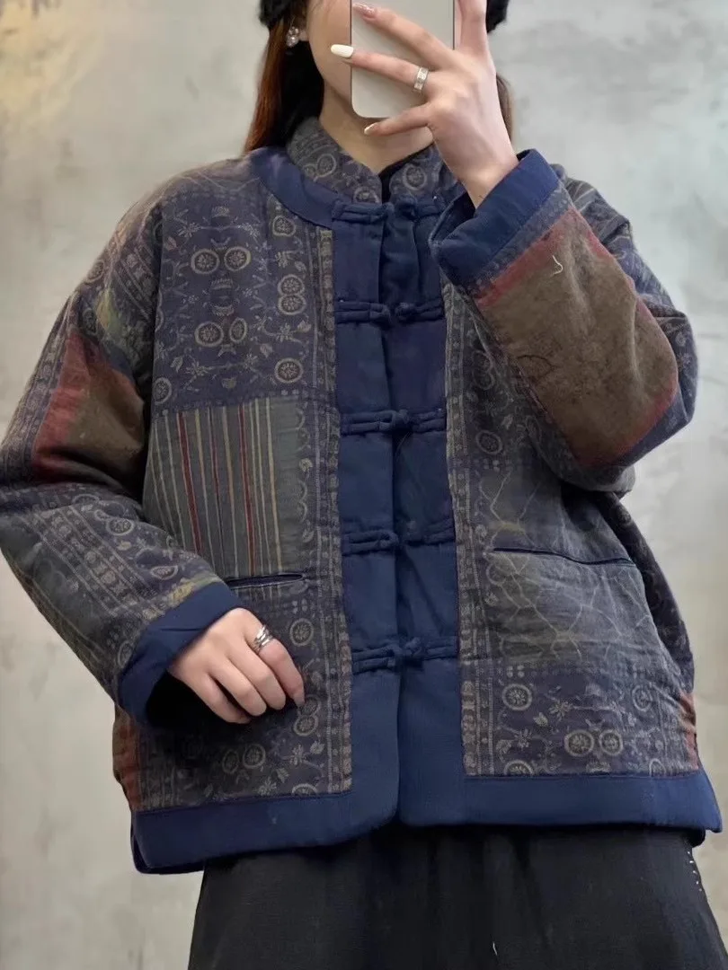 Retro Patchwork Cotton Jacket Women's Loose Thickened Winter Coat Ethnic Style Warm Short Outerwear Floral Print Long Sleeve
Retro Patchwork Cotton Jacket Women's Loose Thickened Winter Coat Ethnic Style Warm Short Outerwear Floral Print Long Sleeve