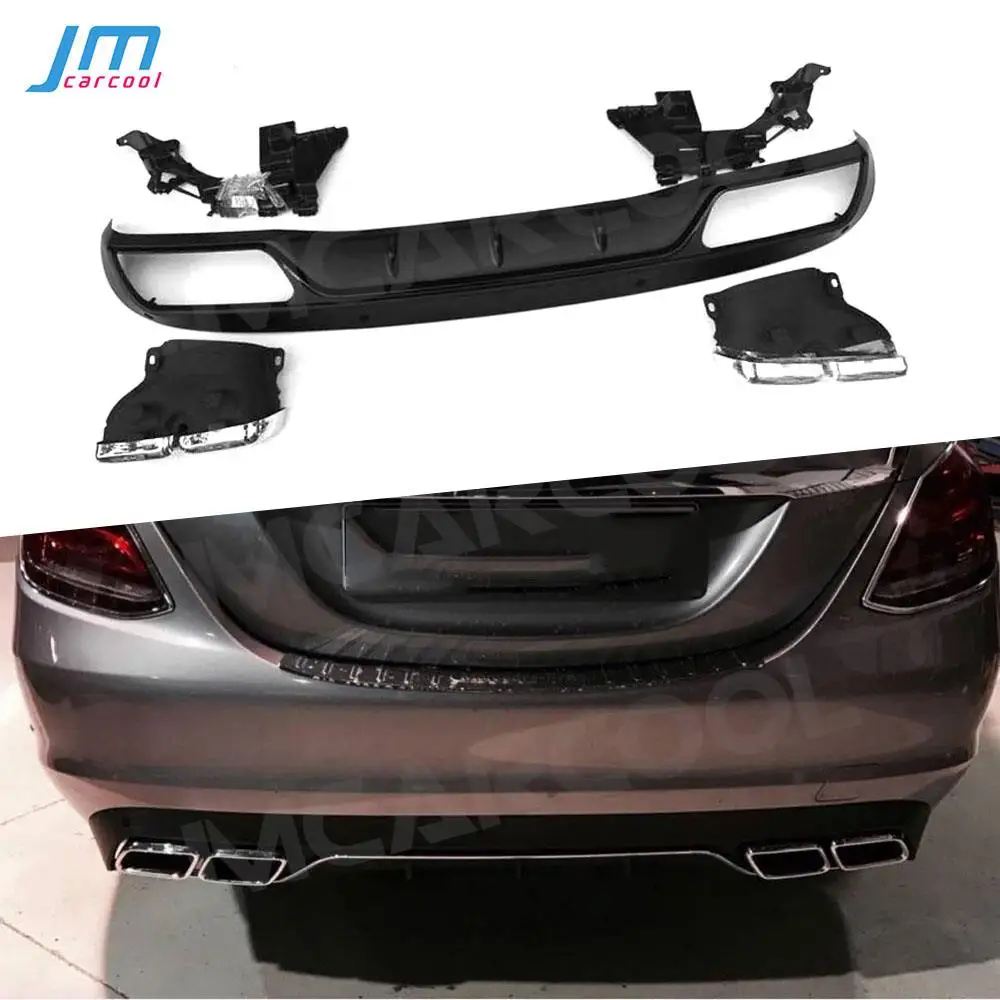 PP Rear Bumper Lip Diffuser with Exhaust Tip 4 Outlet for Benz C Class W205 4 Door Change to C63 AMG look standard Style
PP Rear Bumper Lip Diffuser with Exhaust Tip 4 Outlet for Benz C Class W205 4 Door Change to C63 AMG look standard Style