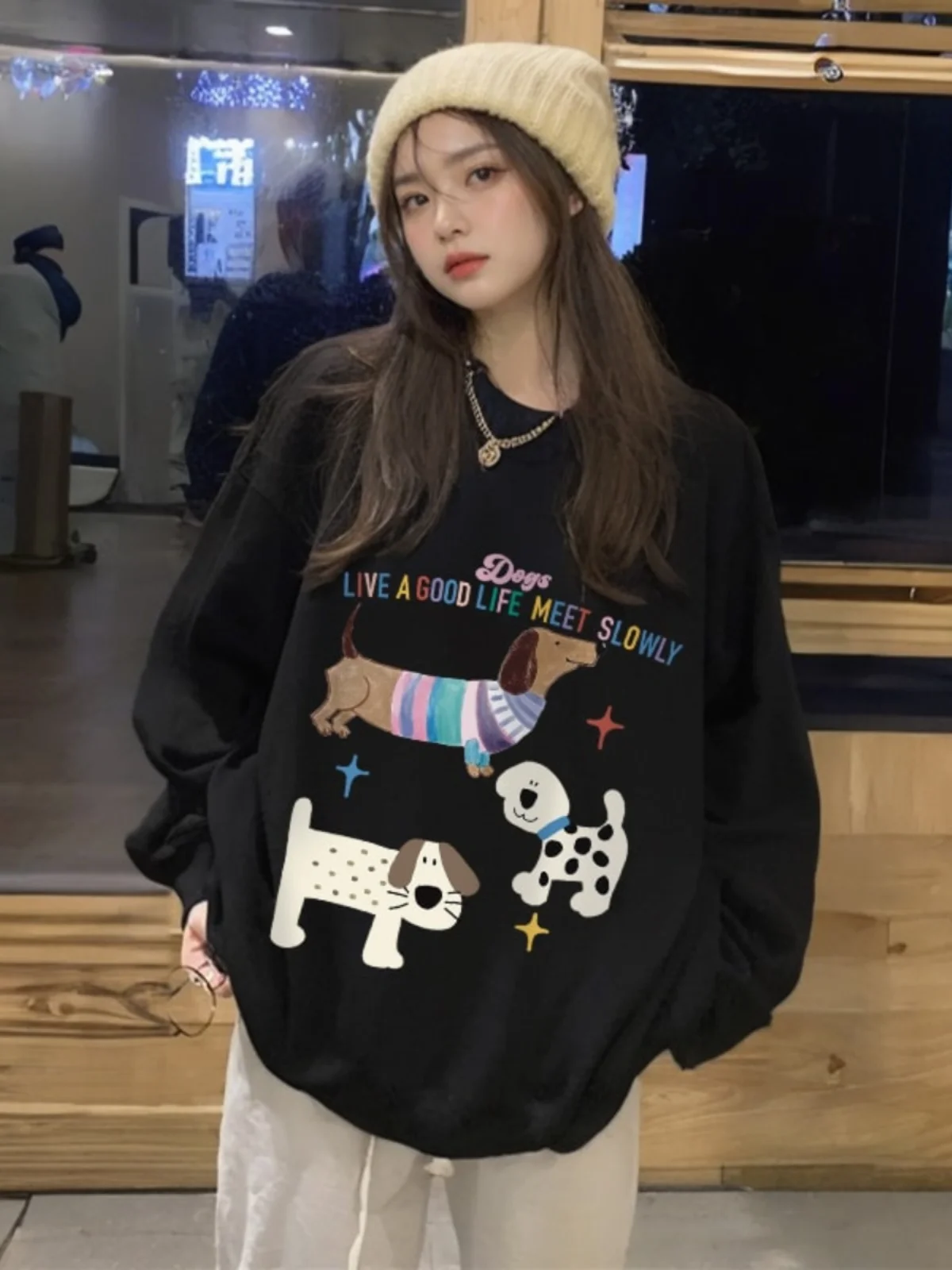 Korean Style Fleece Lined Oversized Thick Long Sleeve round Neck Sweatshirt Women's Autumn Winter Casual Comfortable Top
Korean Style Fleece Lined Oversized Thick Long Sleeve round Neck Sweatshirt Women's Autumn Winter Casual Comfortable Top