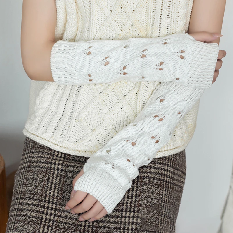 Solid Color Stylish Hollowed Out Fingerless Knitted Gloves Girl Crochet Long Hand Sleeves Warm Arm Covers Lady Elbow Mittens
Solid Color Stylish Hollowed Out Fingerless Knitted Gloves Girl Crochet Long Hand Sleeves Warm Arm Covers Lady Elbow Mittens