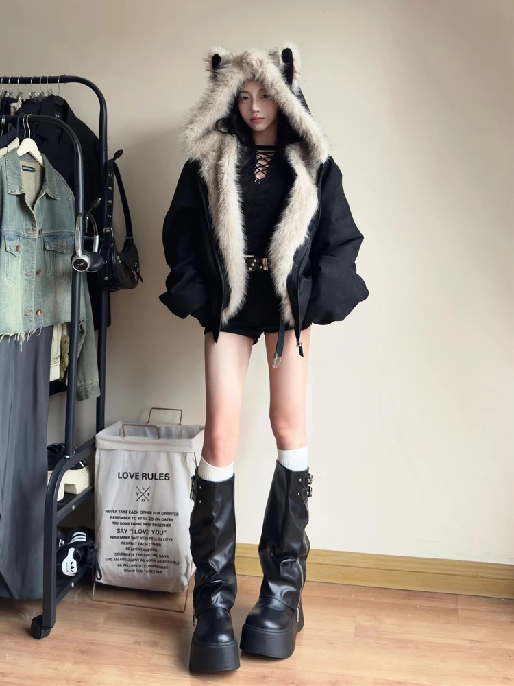 Thiened Fce Lined Cotton Jaet with Fur Collar for Men And Women Winter Warm ort Coat Zipper Closure ket Details
Thiened Fce Lined Cotton Jaet with Fur Collar for Men And Women Winter Warm ort Coat Zipper Closure ket Details