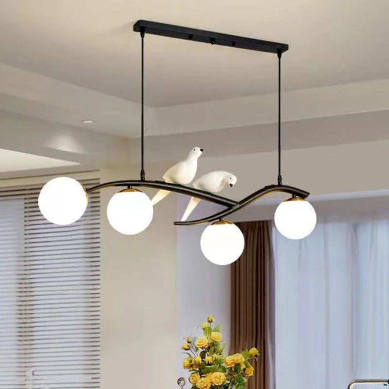 Modern Chandeliers Long Strip Black Gold Iron Small Bird Glass Ball Pendant Light for Home Decoration Dining Room
Modern Chandeliers Long Strip Black Gold Iron Small Bird Glass Ball Pendant Light for Home Decoration Dining Room