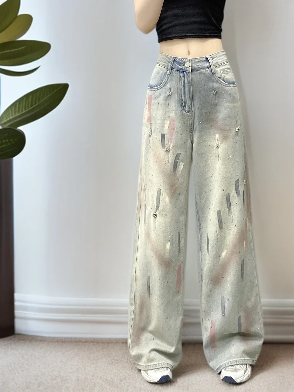 High Waist Graffiti Rhinestone Women's Jeans Straight Leg Slimming Tie Dye High Street Long Trousers Casual Style Multi Pocket
High Waist Graffiti Rhinestone Women's Jeans Straight Leg Slimming Tie Dye High Street Long Trousers Casual Style Multi Pocket