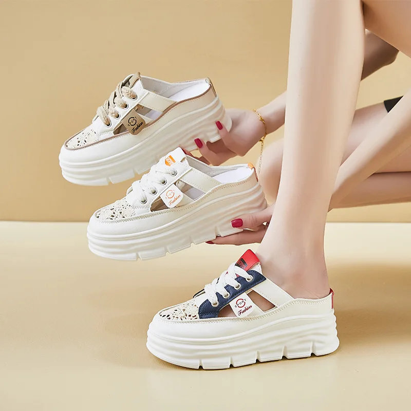 Soft Leather Head Cover Half Slippers Breathable Women's Shoes Spring 2025 Hollow out Thick Bottom Heightening Casual Fashion...
Soft Leather Head Cover Half Slippers Breathable Women's Shoes Spring 2025 Hollow out Thick Bottom Heightening Casual Fashion...