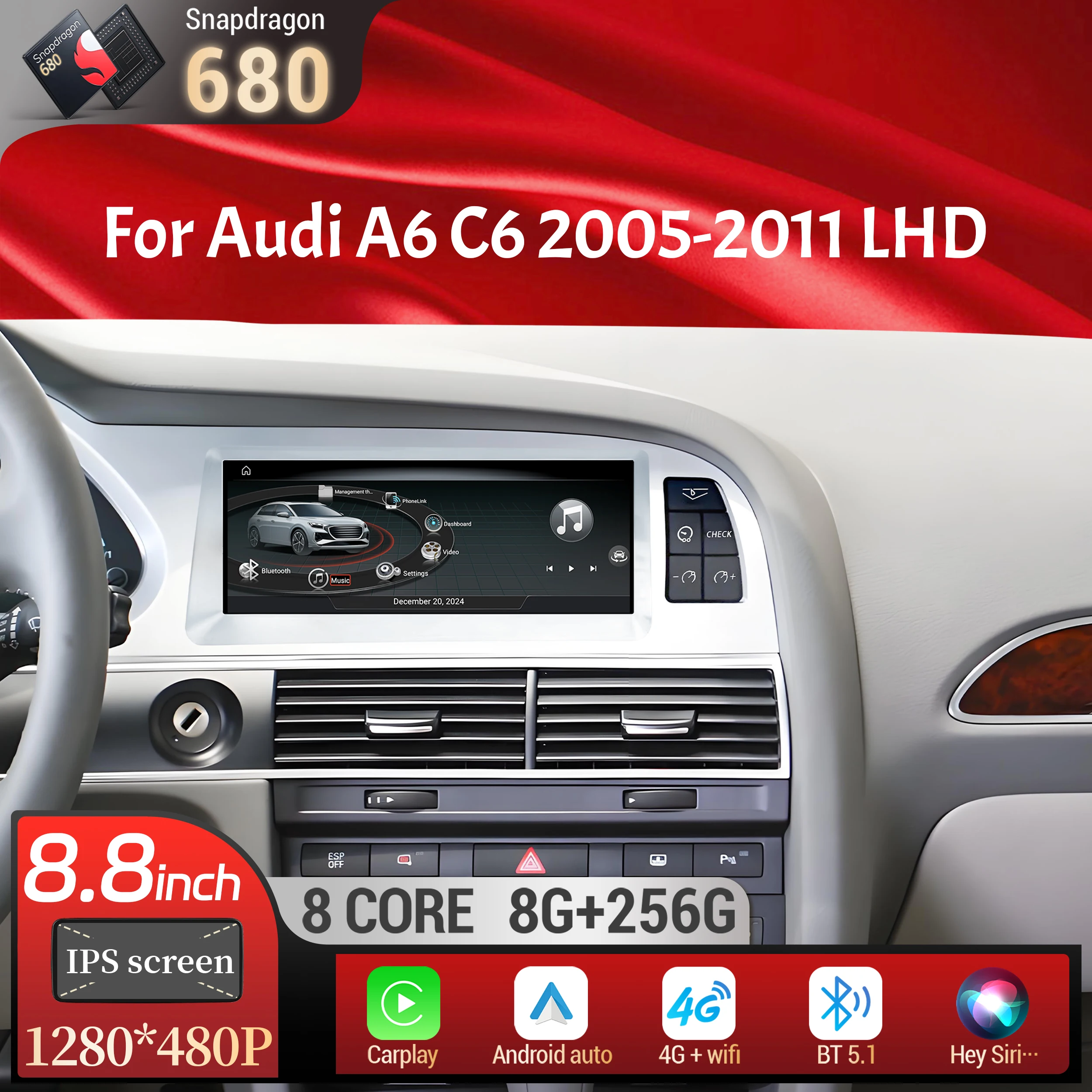 8.8 inch Left Hand Drive Android 13 For Audi A6 C6 2005-2011 Car Radio Wireless BT Carplay Qualcomm Snapdragon 680 Touch Screen
8.8 inch Left Hand Drive Android 13 For Audi A6 C6 2005-2011 Car Radio Wireless BT Carplay Qualcomm Snapdragon 680 Touch Screen