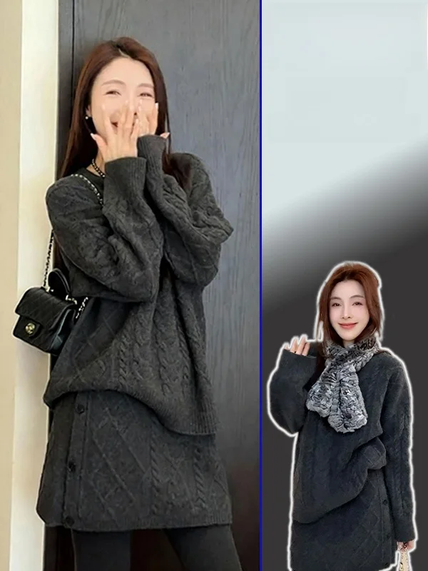 plus Size Women's Vintage Sle Knitwear High Waist Skirt Set round Ne Pullover Sweater Spring New Faion Versatile
plus Size Women's Vintage Sle Knitwear High Waist Skirt Set round Ne Pullover Sweater Spring New Faion Versatile