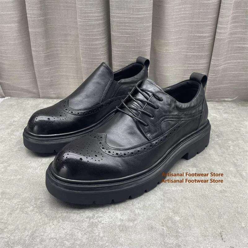 Cowhide Carved Men's Brogue Shoes British Style Lace Up Thick-Soled Comfortable Derby Shoes Trendy Handmade Luxury Men's Shoes
Cowhide Carved Men's Brogue Shoes British Style Lace Up Thick-Soled Comfortable Derby Shoes Trendy Handmade Luxury Men's Shoes