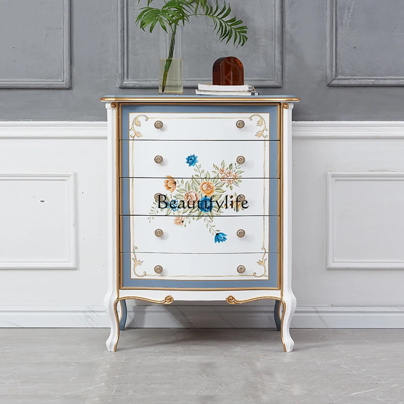 French Chinese style painted chest of drawers, bedroom storage locker, European style
French Chinese style painted chest of drawers, bedroom storage locker, European style