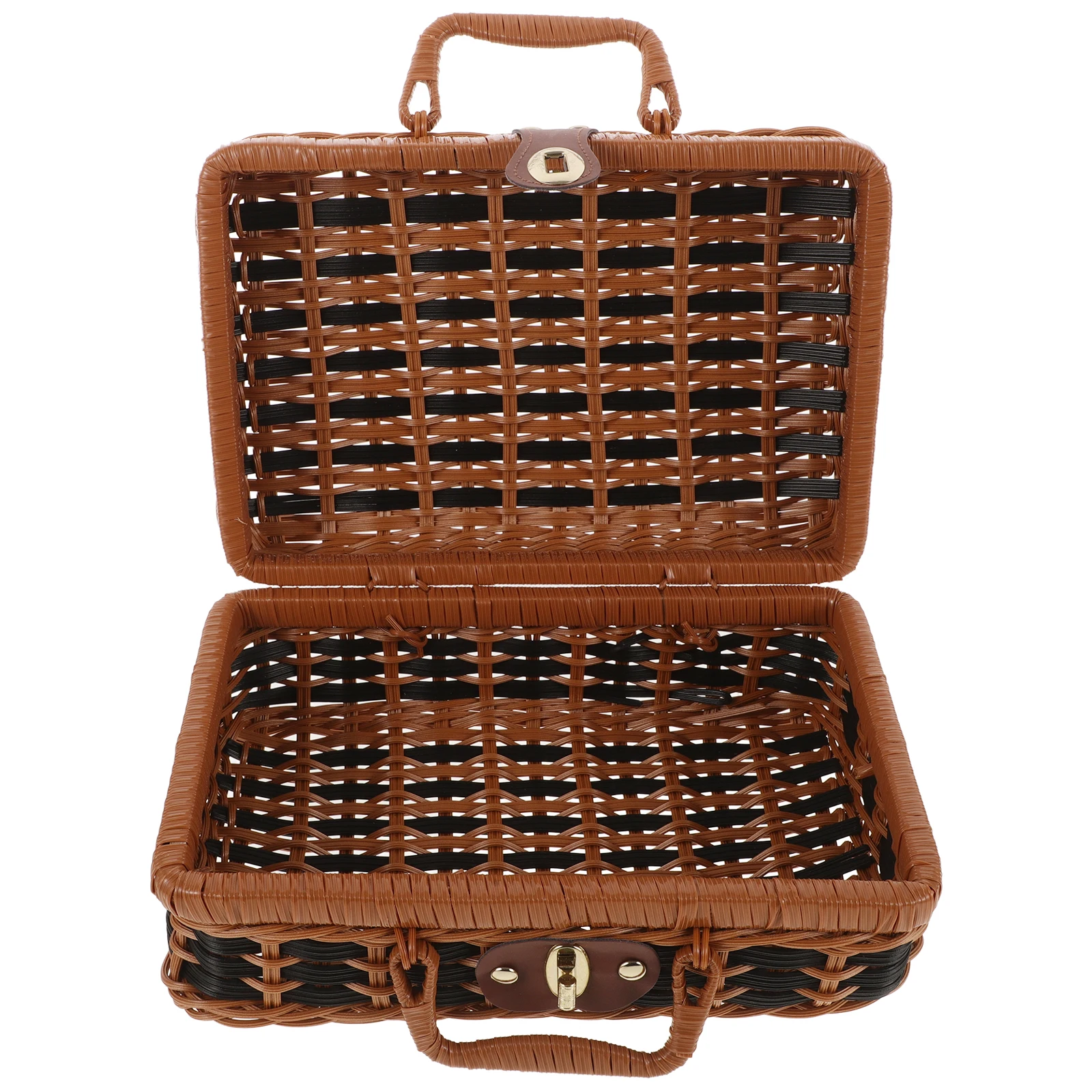 Retro Suitcase Woven Storage Basket Large Plastic Imitation Rattan Woman Boxes Decorative H woven Case Vintage Style Picnic Box
Retro Suitcase Woven Storage Basket Large Plastic Imitation Rattan Woman Boxes Decorative H woven Case Vintage Style Picnic Box