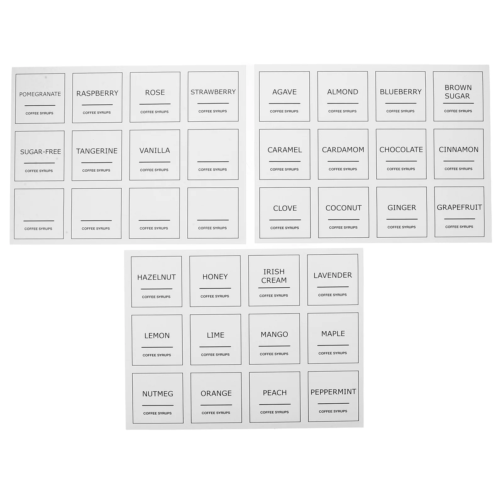 3 Sheets Coffee Cart Accessories Label Syrup Labels Essentials Food for Containers
3 Sheets Coffee Cart Accessories Label Syrup Labels Essentials Food for Containers