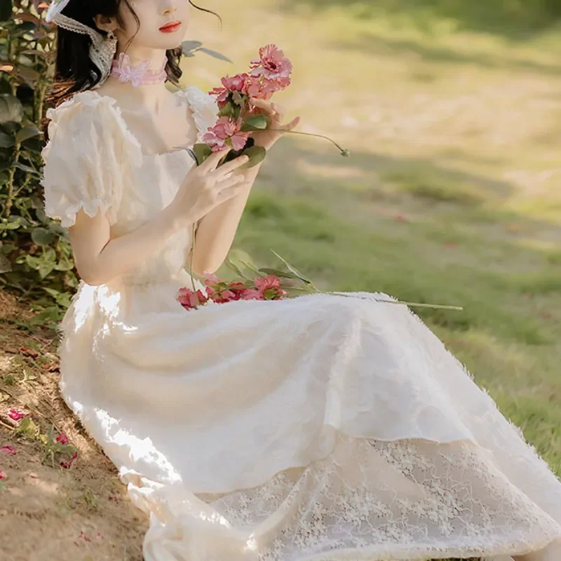 Vintage Dress Women Elegant Puff Sleeve Chiffon Fairy Dress Summer Embroidery Floral Elegant French Style Summer Dress
Vintage Dress Women Elegant Puff Sleeve Chiffon Fairy Dress Summer Embroidery Floral Elegant French Style Summer Dress