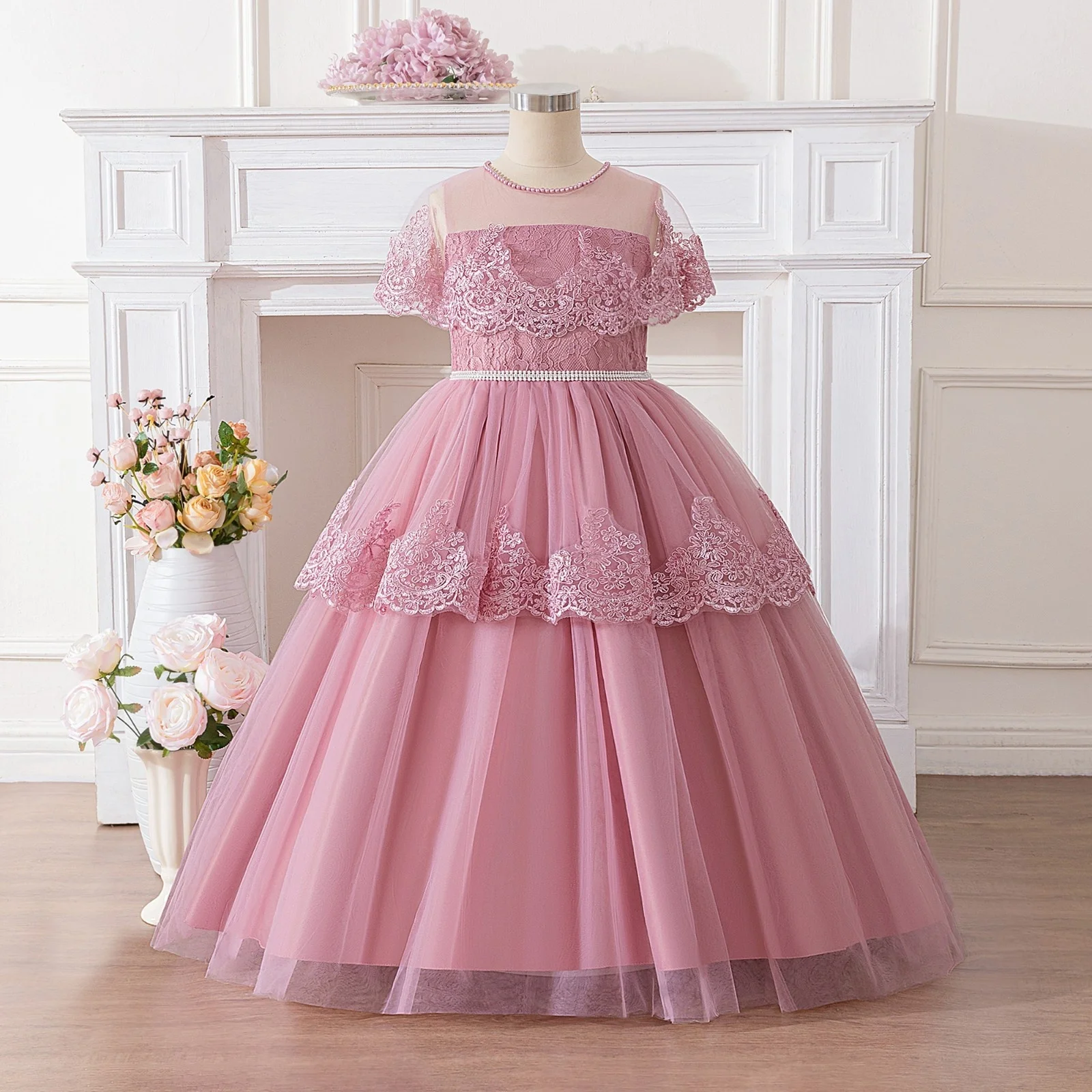 Princess Style Embroidered Lace Trim Children's Dress Formal Occasion Girls' Dress Big Kids Dress Floral Print Maxi Skirt
Princess Style Embroidered Lace Trim Children's Dress Formal Occasion Girls' Dress Big Kids Dress Floral Print Maxi Skirt