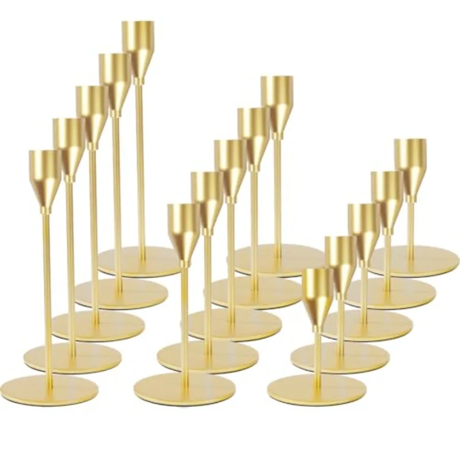 Matte Gold Candle Holders Bulk Painted Gold Metal Candlesticks Fit 0.8 Inch Taper Candles Decorative Metal Candelabra for Weddi
Matte Gold Candle Holders Bulk Painted Gold Metal Candlesticks Fit 0.8 Inch Taper Candles Decorative Metal Candelabra for Weddi