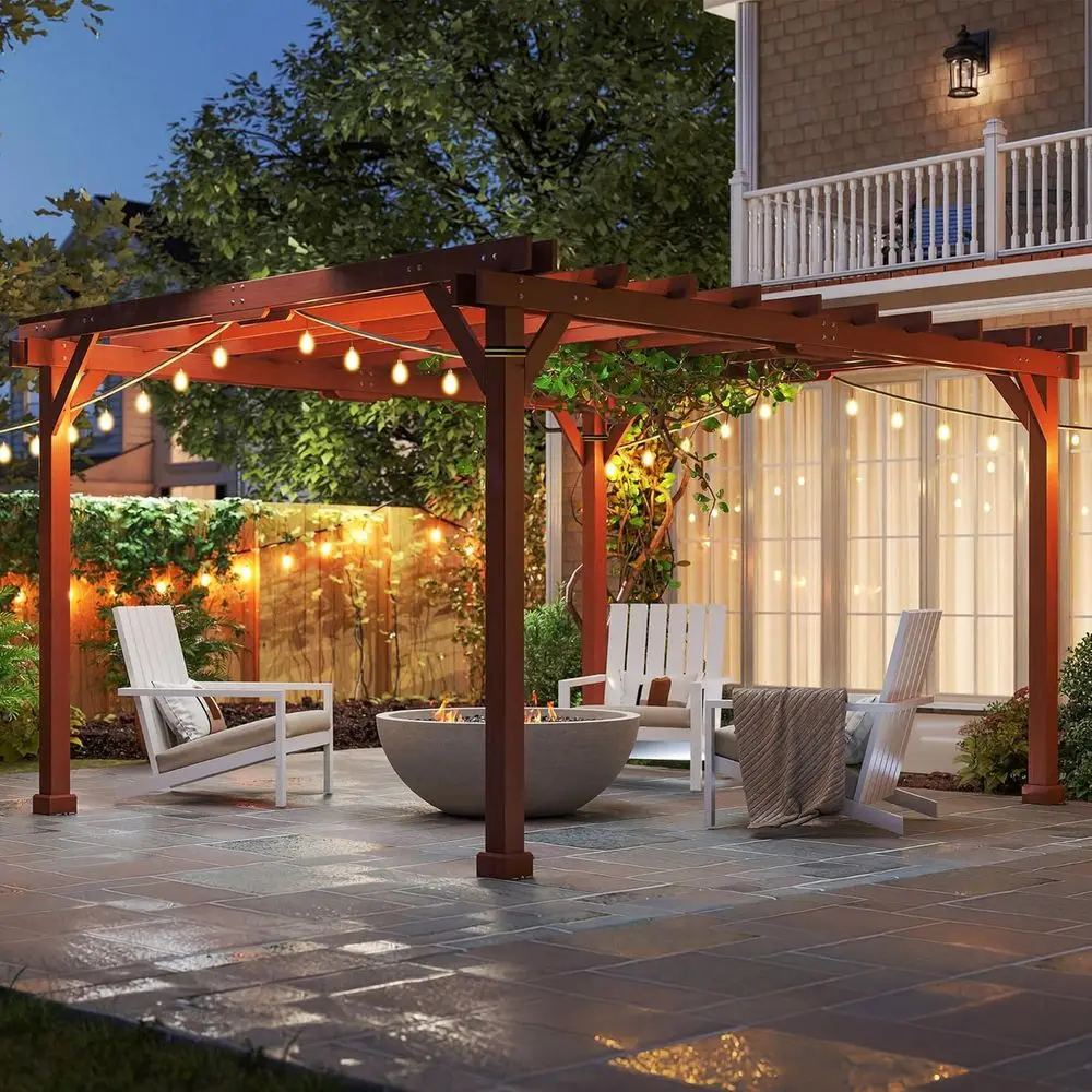 Sturdy Wooden Pergola Gazebo with Grape Trellis for Outdoor Patios and Gardens
Sturdy Wooden Pergola Gazebo with Grape Trellis for Outdoor Patios and Gardens