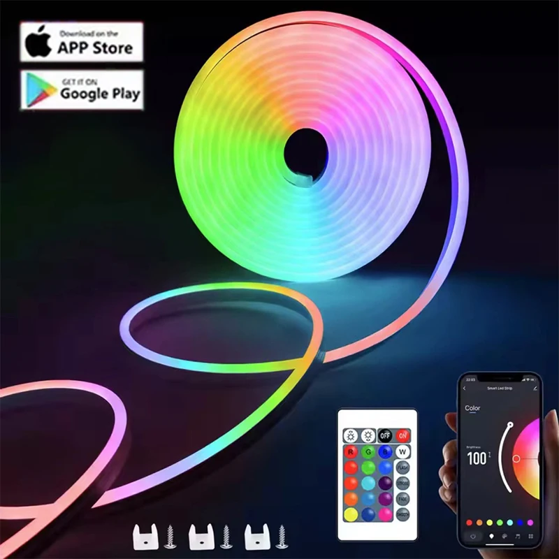 Led Neon Rope Lights App/Remote,Flexible IP68 Outdoor RGB Light Waterproof,Music Sync Gaming Strip Lamp for Bedroom Indoor 
Led Neon Rope Lights App/Remote,Flexible IP68 Outdoor RGB Light Waterproof,Music Sync Gaming Strip Lamp for Bedroom Indoor