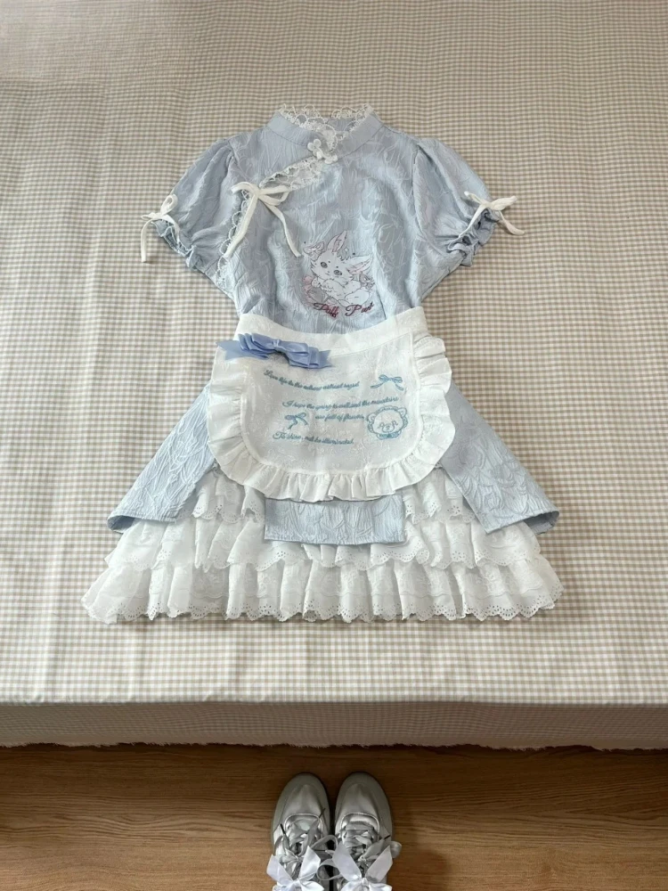 Summer Lolita Retro Elegant Sweet Mini Skirt Suits Woman Y2k Lace Design Harajuku 2 Piece Sets Female Bow Princess Chic Outfits
Summer Lolita Retro Elegant Sweet Mini Skirt Suits Woman Y2k Lace Design Harajuku 2 Piece Sets Female Bow Princess Chic Outfits