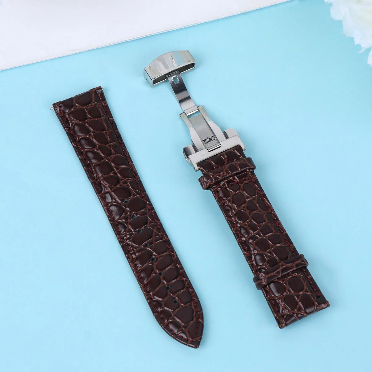 1Pc Automatic Butterfly Buckle Watch Band 22mm Brown Replacement Strap Sweat Resistant Stylish Fashion Wristband
1Pc Automatic Butterfly Buckle Watch Band 22mm Brown Replacement Strap Sweat Resistant Stylish Fashion Wristband