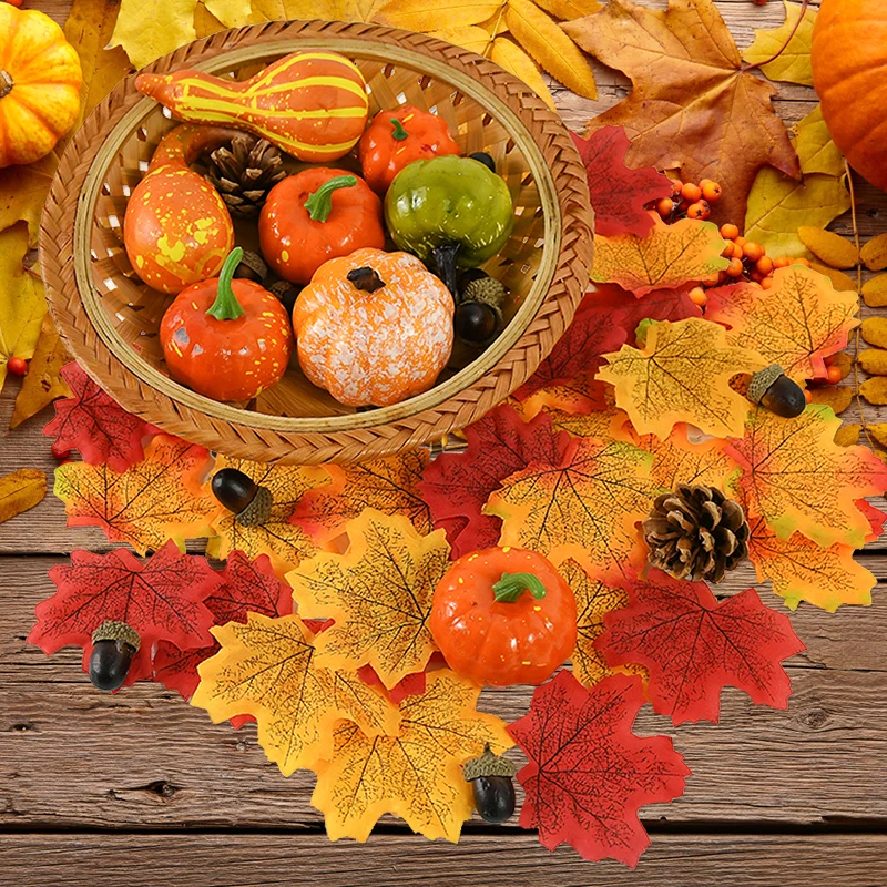 50pcs/Bag Artificial Pumpkin Simulation Acorn Fake Maple Leaf for Fall Harvest Thanksgiving Halloween Party Decorations Supplies
50pcs/Bag Artificial Pumpkin Simulation Acorn Fake Maple Leaf for Fall Harvest Thanksgiving Halloween Party Decorations Supplies