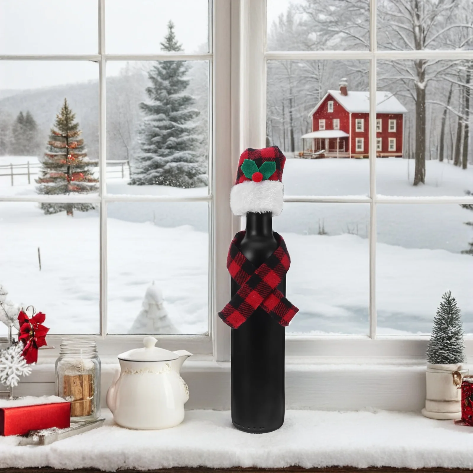 4 pcs Christmas Bottle Covers Red Black Plaid Mini Santa Hat Scarf Decor Holiday Party Centerpiece Xmas
4 pcs Christmas Bottle Covers Red Black Plaid Mini Santa Hat Scarf Decor Holiday Party Centerpiece Xmas