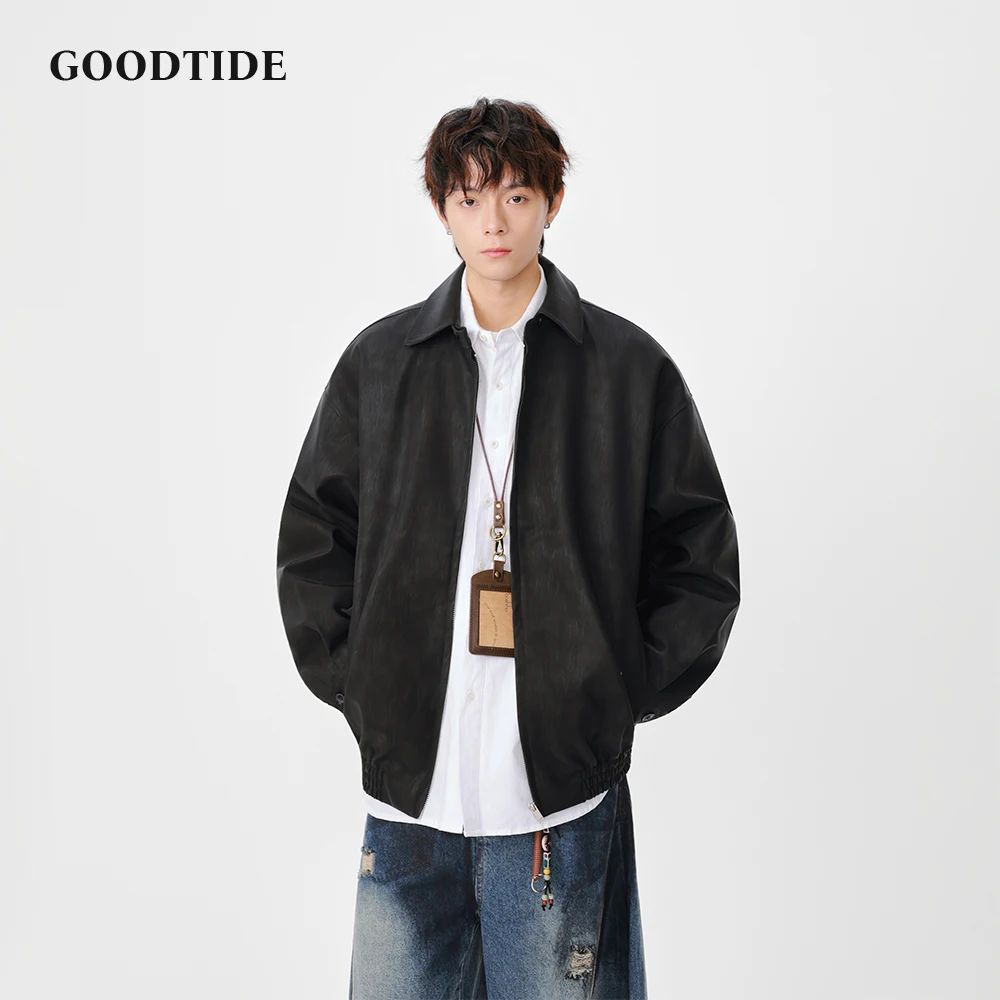 Men's Black Faux Leather Jacket Lapel Loose Fit PU Leather Coat Casual Streetwear Fashion Outerwear With Elastic Hem Men Trendy
Men's Black Faux Leather Jacket Lapel Loose Fit PU Leather Coat Casual Streetwear Fashion Outerwear With Elastic Hem Men Trendy