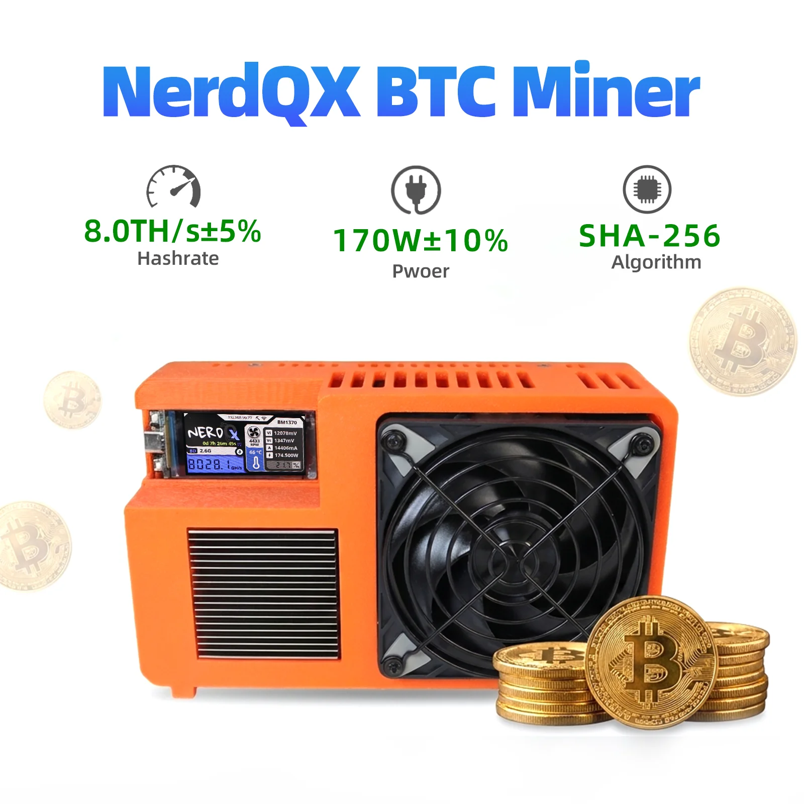 New 2026 NerdQX 8TH/s BTC Miner 170W Low Power SHA-256 ASIC Bitcoin Solo Mining Machine for Home Use
New 2026 NerdQX 8TH/s BTC Miner 170W Low Power SHA-256 ASIC Bitcoin Solo Mining Machine for Home Use