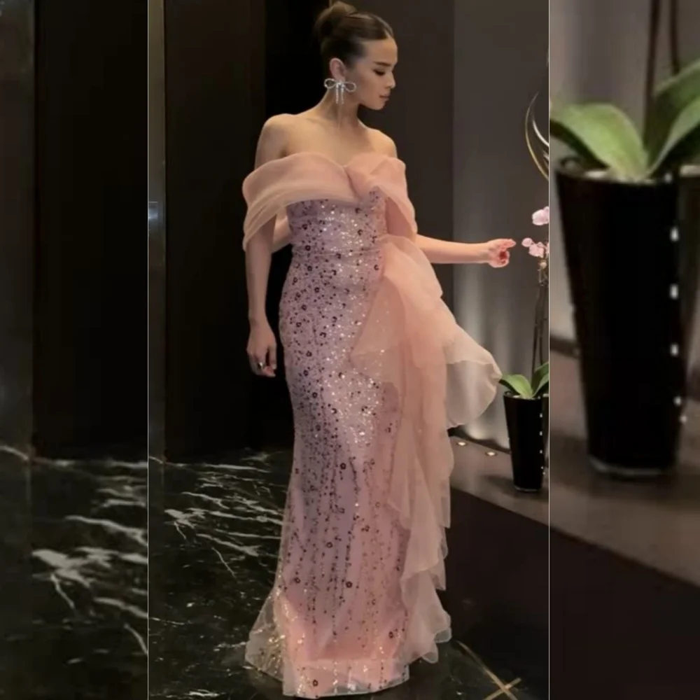 Customized Modern Style Sequin Sequined Pleat Trumpet Off-the-shoulder Long Dresses Bespoke Occasion Matching
Customized Modern Style Sequin Sequined Pleat Trumpet Off-the-shoulder Long Dresses Bespoke Occasion Matching