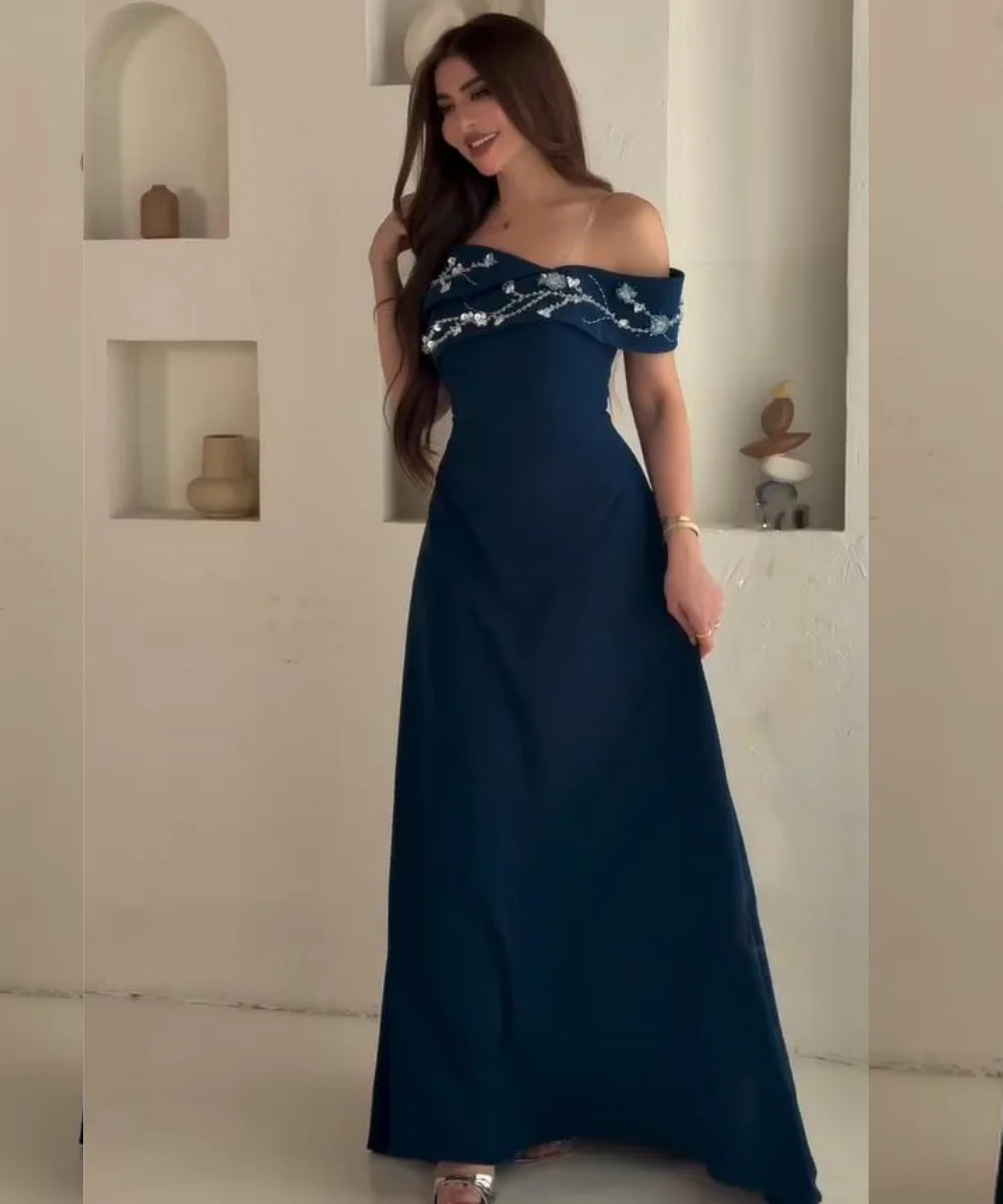 Customized Simple Jersey Pleat Sequined Pattern A-line Off-the-shoulder Long Bespoke Occasion Evening Dresses Fashion
Customized Simple Jersey Pleat Sequined Pattern A-line Off-the-shoulder Long Bespoke Occasion Evening Dresses Fashion