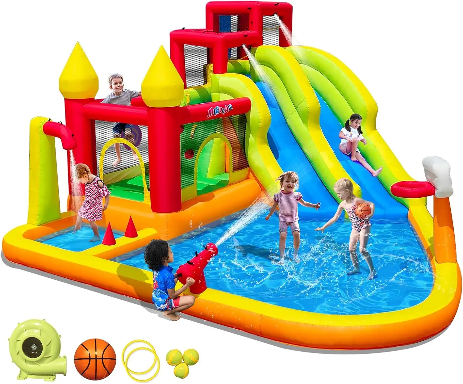 MIRUNAIR Inflatable Bounce House with Slides, Inflatable Water Slide for Kids Backyard, Bounce Water Prak with Air Blower, Splas
MIRUNAIR Inflatable Bounce House with Slides, Inflatable Water Slide for Kids Backyard, Bounce Water Prak with Air Blower, Splas