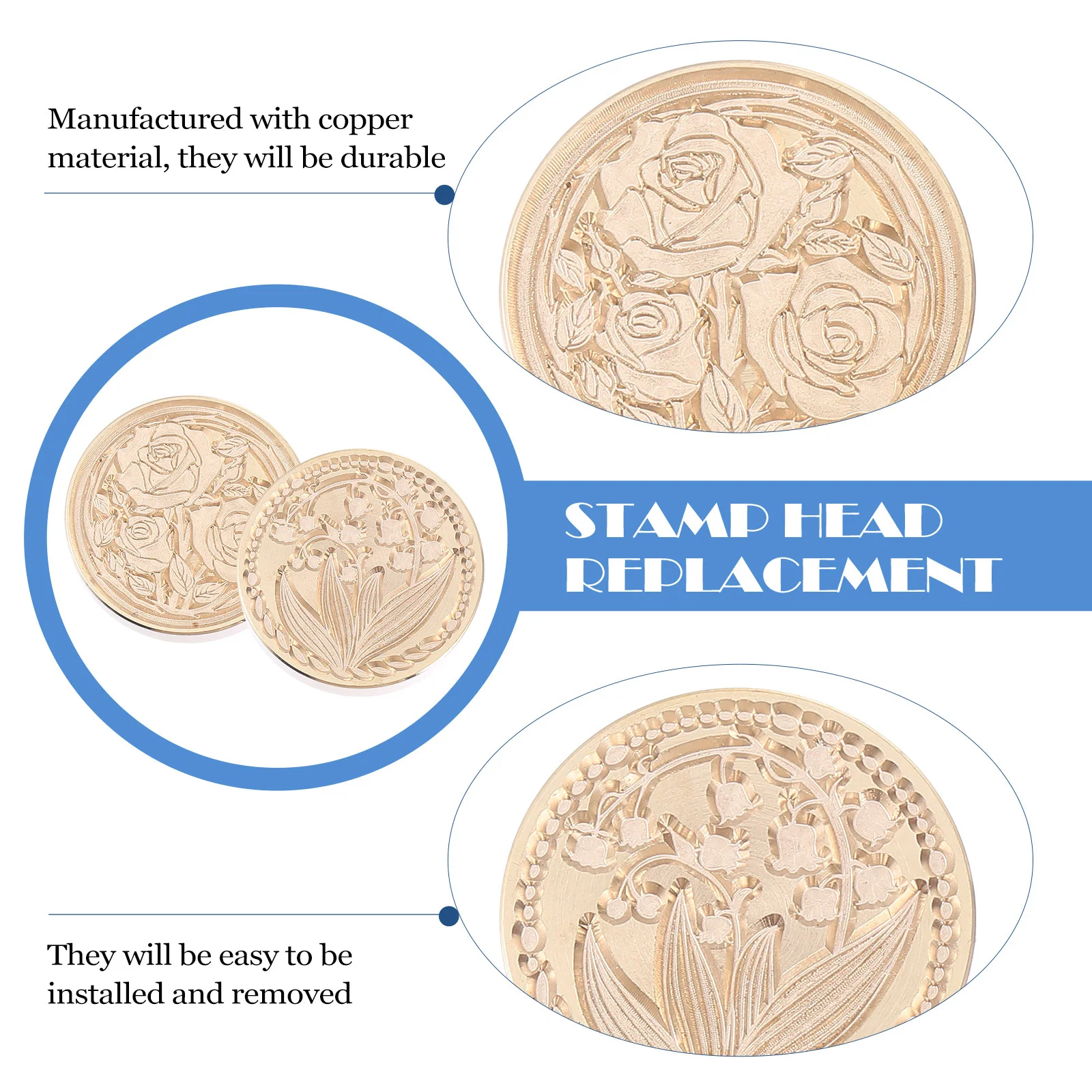 2Pcs Creative Wax Seals Copper Heads Exquisite Invitations Decor Durable Practical Reusable Wax Seal
2Pcs Creative Wax Seals Copper Heads Exquisite Invitations Decor Durable Practical Reusable Wax Seal