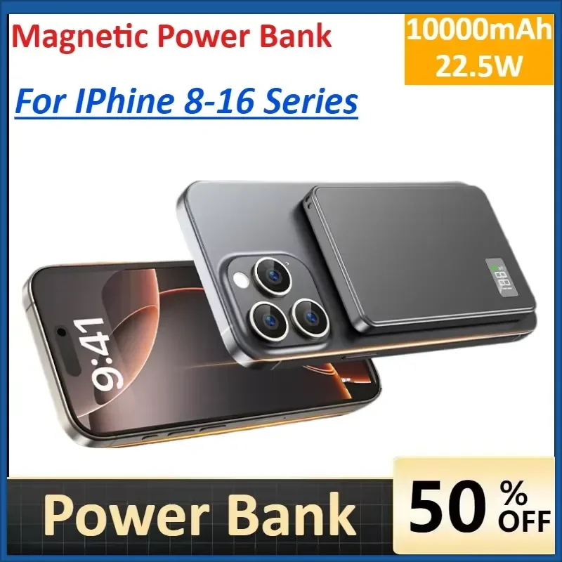 10000mAh Magnetic Power Bank Large Capacity Wireless Super 22.5W Fast Charging for IPhine 8-16 Series Portable Charger
10000mAh Magnetic Power Bank Large Capacity Wireless Super 22.5W Fast Charging for IPhine 8-16 Series Portable Charger