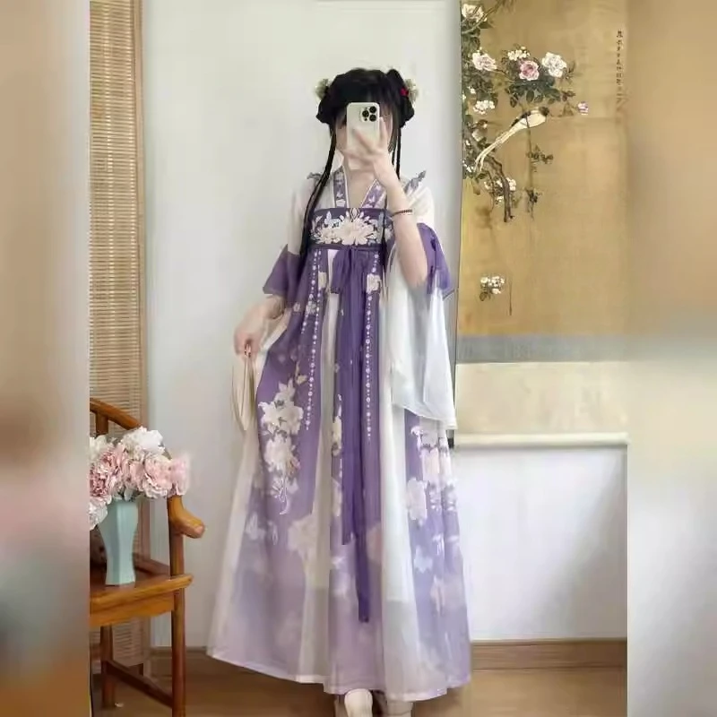 Ancient Traditional Chinese Women Elegant Hanfu Dress Fairy Embroidery Stage Folk Dance Costume Retro Song Dynasty Sets 
Ancient Traditional Chinese Women Elegant Hanfu Dress Fairy Embroidery Stage Folk Dance Costume Retro Song Dynasty Sets