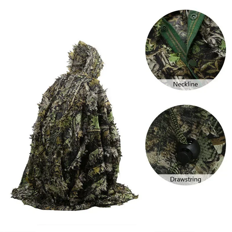 Hunting Camo 3D Leaf cloak Yowie Ghillie Breathable Open Poncho Type Camouflage Birdwatching Poncho Windbreaker Sniper Suit Gear
Hunting Camo 3D Leaf cloak Yowie Ghillie Breathable Open Poncho Type Camouflage Birdwatching Poncho Windbreaker Sniper Suit Gear
