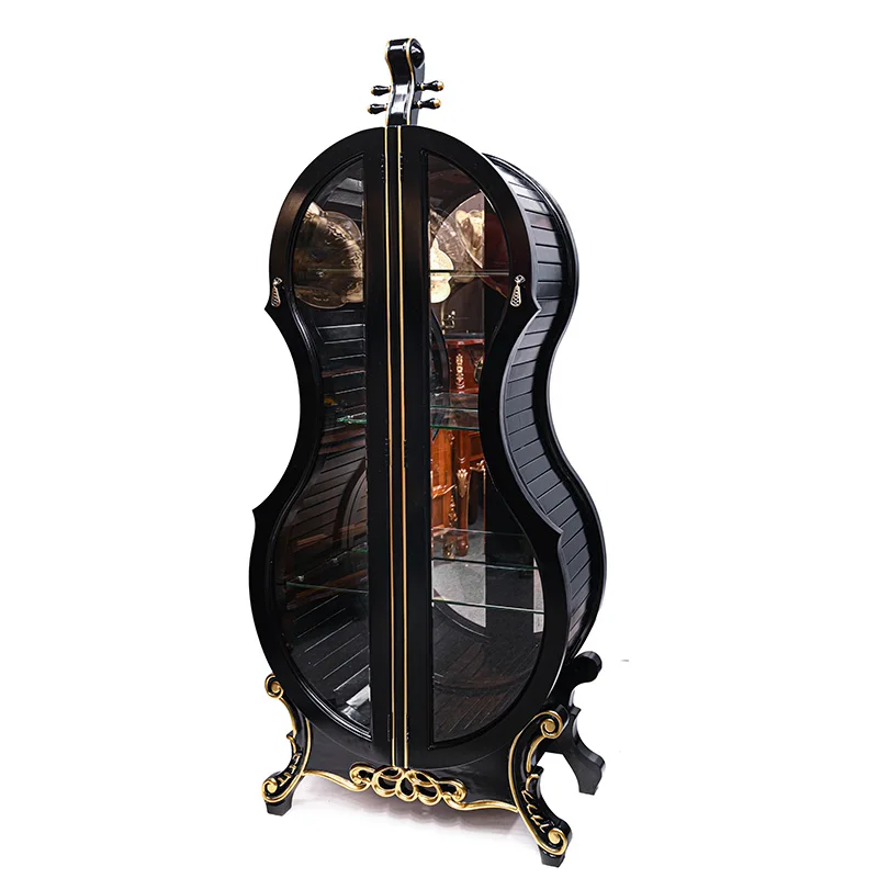 Violin wine cabinet solid wood carving flower glass double door living room display cabinet
Violin wine cabinet solid wood carving flower glass double door living room display cabinet