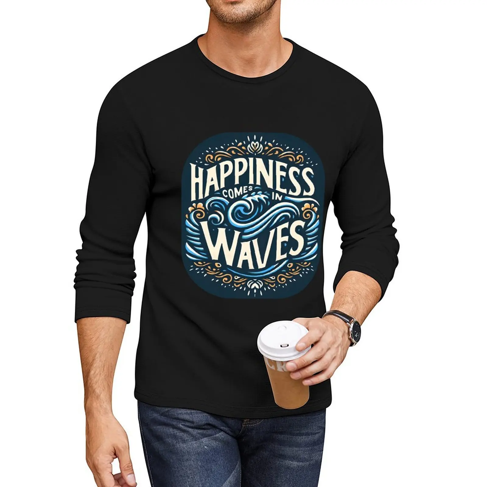 Happiness comes in waves, typography Long T-Shirt funny t shirts mens clothing
Happiness comes in waves, typography Long T-Shirt funny t shirts mens clothing