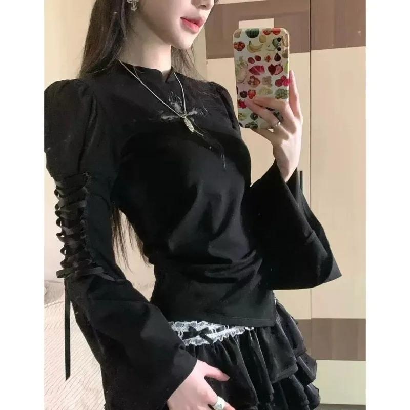 American High Street O Neck Long Flare Sleeve T Shirts Gothic Harajuku Hollow Out Punk Clothing Y2k Aesthetic Vintage Women Tees
American High Street O Neck Long Flare Sleeve T Shirts Gothic Harajuku Hollow Out Punk Clothing Y2k Aesthetic Vintage Women Tees