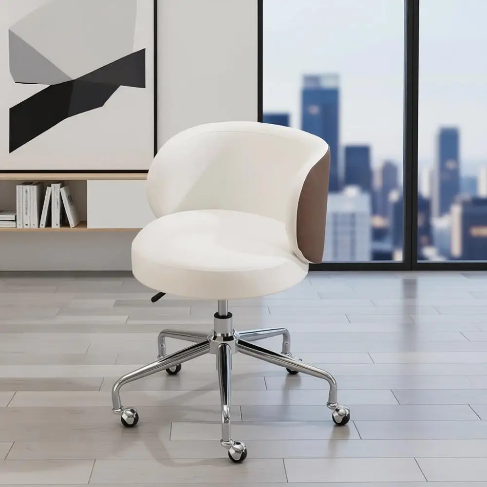 Ergonomic Swivel Desk Chair with Wheels, Adjustable Height, Low-Back Support, White & Khaki PU Leather
Ergonomic Swivel Desk Chair with Wheels, Adjustable Height, Low-Back Support, White & Khaki PU Leather