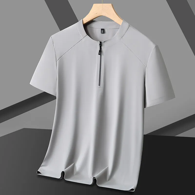 Casual Men's Ice Silk Half-Zip T-Shirts 2025 Summer Solid Breathable Short Sleeve Top&Tees Outdoor Sport Quick Dry Polo Clothing
Casual Men's Ice Silk Half-Zip T-Shirts 2025 Summer Solid Breathable Short Sleeve Top&Tees Outdoor Sport Quick Dry Polo Clothing
