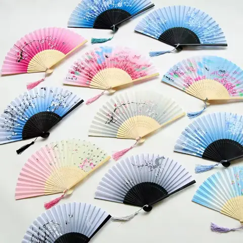 Éventail Pliant pour Mariages, Artisanat Traditionnel Chinois, Japonais, Coréen, Cadeau, Accessoires de Danse en Bambou, Éventails en Bois, Décorations d'Intérieur