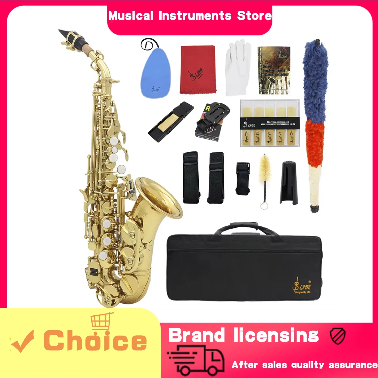 SLADE саксофон-сопрано Bb латунный лакированный золотой B плоский саксофон деревянный духовой музыкальный инструмент с футляром детали и аксессуары для саксофона
SLADE саксофон-сопрано Bb латунный лакированный золотой B плоский саксофон деревянный духовой музыкальный инструмент с футляром детали и аксессуары для саксофона