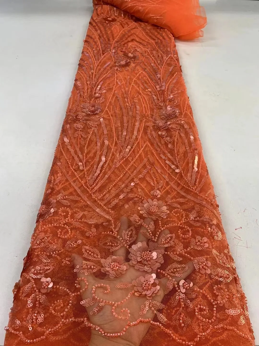 Orange 2023 Fashion French Mesh Embroidery Sequins Lace Fabric African Nigerian Lace Fabric for Wedding Dress
Orange 2023 Fashion French Mesh Embroidery Sequins Lace Fabric African Nigerian Lace Fabric for Wedding Dress