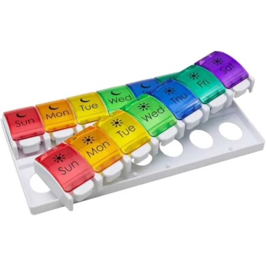 Weekly 7-Day Pill, Medicine Planner, tamin Organizer, 2 Times a Day AM/PM, Removeabale Ts, Large Pus Button Compartments, Ea to
Weekly 7-Day Pill, Medicine Planner, tamin Organizer, 2 Times a Day AM/PM, Removeabale Ts, Large Pus Button Compartments, Ea to