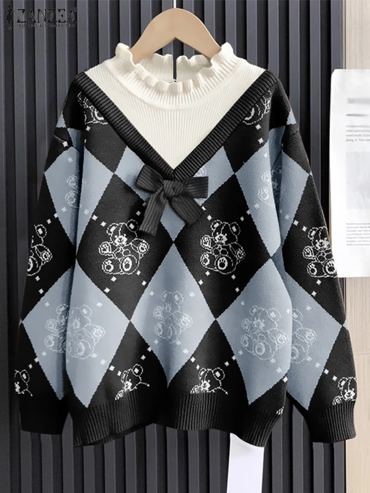 Holiday Ruffles Bow Tops Hoodies ZANZEA Women Pullovers Spring Long Sleeve Sweatshirts Vintage Streetwear Cute Printed Blusas
Holiday Ruffles Bow Tops Hoodies ZANZEA Women Pullovers Spring Long Sleeve Sweatshirts Vintage Streetwear Cute Printed Blusas
